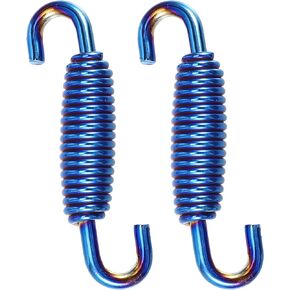 X AUTOHAUX 2 Pcs Motorcycles Universal Exhaust Pipe Spring 55mm 2.17" Stainless Steel Exhaust Pipe Spring Hook Modified Accessory Blue