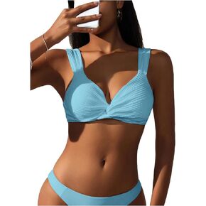 SOLY HUX Women's Bikini Top Twist Front Tie Back Bathing Suit Tops Swimsuit