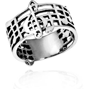 AeraVida Musical Note/Notes Band .925 Sterling Silver Ring