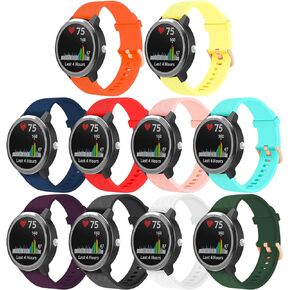 20mm Bands Compatible for Garmin Venu Band/Venu Sq/Forerunner 245 645 / Vivomove Luxe/Vivoactive 3 Watch Band for Women Men, 10 Pack Soft Silicone Bands with Rose Gold Buckle