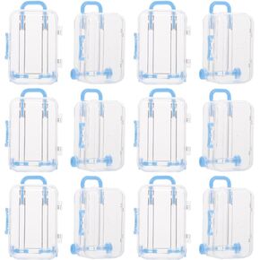 DOITOOL Suitcase Storage Box, 12 Pack Mini Travel Candy Box, Clear Plastic Jewelry Box, Christmas Wedding Party Decoration (Blue, 2.0x0.99x1.49 inches)