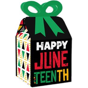 Big Dot of Happiness Happy Juneteenth - Square Favor Gift Boxes - Freedom Day Party Bow Boxes - Set of 12