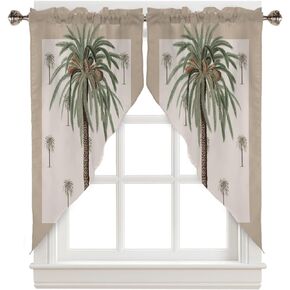Geometric Swag Valance Curtains Black Minimalistic Drop-shaped Pattern Rod Pocket Kitchen Curtains Scalloped Window Treatment Valances Swag Curtains for Living Room, 1 Pair, 28"W x 36"L