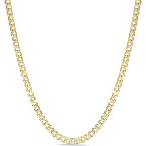 PORI JEWELERS Sterling Silver 3.7 mm 2 Tone Pave Miami Cuban Chain Necklace