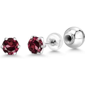 Gem Stone King Pure PT950 Platinum 950 Six Prong 5MM Round Gemstone Birthstone Stud Earrings for Women