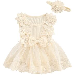 Boho Baby Girl Clothes Baby Girls Romper Dress Baby Girl Skirt Short Puff Sleeve Square Neck Bow Baby Girl Dress