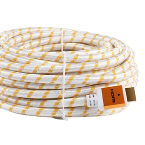 CableVantage 50FT 50 FT HDMI Cable, HDMI Cable HDMI-50FT Gold-Plated High Speed HDMI Cable [ Support 3D | Ethernet | Audio Return] for PS4 Xbox One PC HDTV White Mesh Braided Nylon Cord, Gold Tip