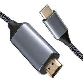 AuKing USB C to HDMI Cable 4K, Type C to HDMI Cord [High Speed], Thunderbolt 3 to HDMI Adapter Compatible with MacBook Air/Pro 2020/2021, iPad Pro, Galaxy S20 S10 S8, Surface Book 2 and More, 6.56FT in Kuwait