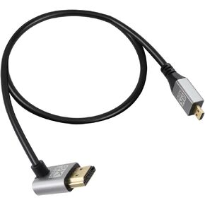 RIIEYOCA 90 Degree Right Angle UHD 8K HDMI Male to Micro HDMI Male 18Gbps High Speed 2.1 Extended Cable Supports 8k@60Hz, 1080p, ARC, 3D, for DVR, HDTV, (Right Angle, 0.5m)