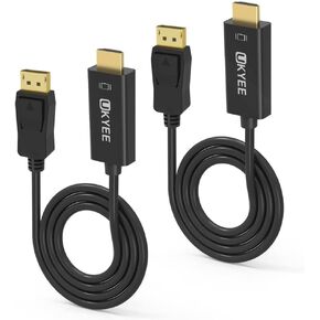 منفذ Disiplay إلى كابل HDMI بطول 3 أقدام 2 حزمة، وعاء Disiplay (DP) إلى HDMI 3 أقدام ذكر إلى محول سلك ذكر لأجهزة الكمبيوتر إلى HDTV، والشاشة، وجهاز العرض in Kuwait