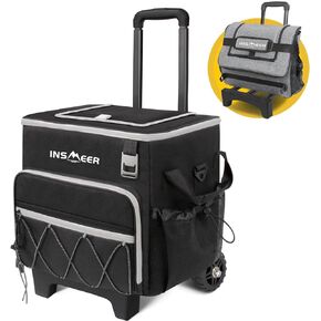 INSMEER Cooler with Wheels - 40L/60Cans Soft Cooler Bag, Insulated, Collapsible, Leakproof - Ideal for Beach, Camping, Travel, Picnic, Grocery Shopping & More Outdoor Adventures