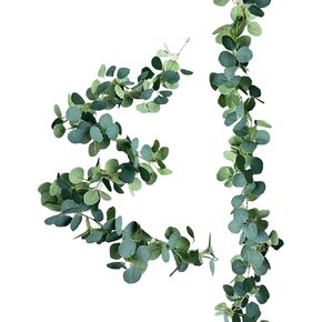 2 Pack 5.9Ft Artificial Eucalyptus Garland Faux Silk Leaf,162PCS Silver Dollar Eucalyptus Leaves, Vines Handmade Garland Greenery Wedding Backdrop Indoor Outdoor Arch Wall Decoration