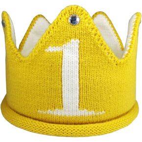 Knit 1st Birthday Hat - Happy Baby Crown Headband Cap for Party Costume Photoshoot