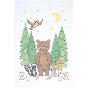 Jack Dempsey Needle Art Woodland Bear Crib Quilt Top