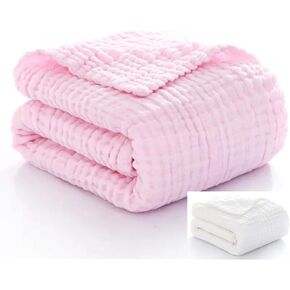 Nazbella Baby Muslin Swaddle Blankets for Boys and Girls, Wrap Soft Silky 2 Pack Organic Cotton Muslin Swaddle Blanket, Breathable and Skin-Friendly.(Blue-White)