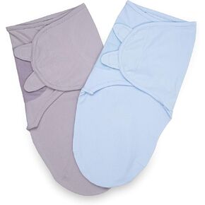 Baby Swaddle Blanket Adjustable Wrap 2 Pack, Ultra Soft Newborn Cotton Swaddles, 0-3 Months Boy and Girl (Blue/Gray)