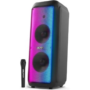 Dolphin SP-1070RBT High Power Dual 10" Rechargeable Party Bluetooth Speaker - Powerful Sound, Loud, DEEP BASS, LED Display, Bluetooth, USB, SD, FM, AUX
