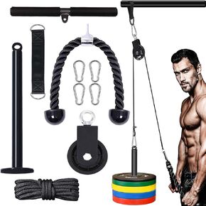 Cable Pulley System Upgraded DIY LAT and Lift Weight Pulley Machine Attachment Home Gym Forearm Wrist Roller for Triceps Pull Downs Biceps Curl Forearm Shoulder