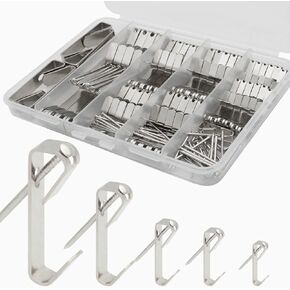 136Pcs Picture Hangers, 5 Sizes Picture Hanging Kits Including 10/20/30/50/100lb Picture Hanging Hooks, Sorted Picture Hooks with Nails for Drywall Wooden Wall in a Very Handy Storage Case