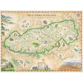 Great Smoky Mountain National Park Hand-Drawn Map Poster - Authentic 24X18 Inch Vintage-Style Wall Art - Lithographic Print with Soy-Based Inks - Unique Gift for History Buffs, Travelers, Teachers, or Home Decor - All-Ages - Made In USA
