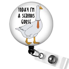 Today I'm a Serious Goose Badge Reel, Funny Goose with a Tie Professional ID Holder, Fun Office Badges, Serious Goose Badge Holder, Funny Retractable ID Badge Holder,Hilarious Nurse Gifts
