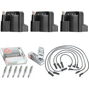 Pack of 3 Ignition Coil + 6 Iridium Spark Plug + Wireset Replacement For Chevrolet Impala Monte Carlo Buick Chevrolet 3.8 V6 1103662 1103608 8104724010 8104683910 8011038300 DR39 GN10123