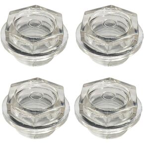 4pcs Air Compressor Oil Level Glass Fittings Clear Plastic Liquid Sight Glass Window,25.4mm/1" Male Threaded Dia