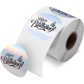 Oozmas 2 Inch Holographic Round Thermal Labels Circle Printable Paper Self-Adhesive Rainbow Compatible with Nelko Thermal Printer Sticker Labels for DIY Logo Design Name Price Tag 400 Labels/1 Roll
