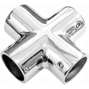 Marine 4-Way Cross Tube Pipe Connector, Heavy Dudy Stainless Steel 316 Boat Hand Rail Fitting Yacht Hand Pipe 90 Degree Elbow