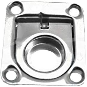 MARINE CITY Polished Stainless Steel Rectangular Recessed Spring Loaded Flush Lifting Ring (Size: 1-3/4 × 1-1/2 × 3/8 Inches) for Boats – Ships – Hatches