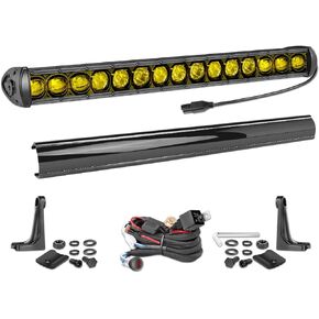 20 Inch Amber LED Light Bar with Wiring Harness, Nirider Single Row LED Light Bar Kit 75W Slim Spot Flood LED Fog Light Driving Light Work Light Off Road Light Bar for Truck ATV UTV SXS 4 Wheel
