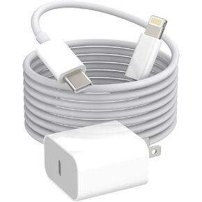 20w PD Power Adapter Compatible with iPhone 12 pro max Fast USB c Wall Charger Block for ipad Charging Quick Box 5ft Cord Compatible for Lightning Cable Compatible for Samsung Type Plug