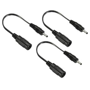 MECCANIXITY DC Extension Cable 5.5x2.1mm Female to 3x1.1mm Male Power Extension Wire Plug Cord for LED Strip Camera CCTV, Black Pack of 2