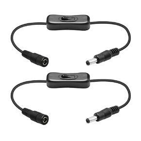 DC 5.5mm x 2.1mm with On/Off Power Cable,1.0M/3.3FT DC 5521 Male to Female Power Extension Cable,for CCTV Security Surveillance Wireless IP Cameras etc(2Pcs)