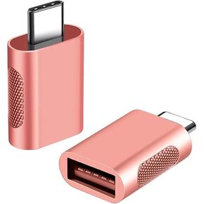 JSTKCH USB-C to USB-A USB 3.2 Adapter (2-Pack) USB C Male to USB A Female OTG for Charging & Data Transfer for and Compatible with Flash Drive MacBook Laptop PC (Gold)