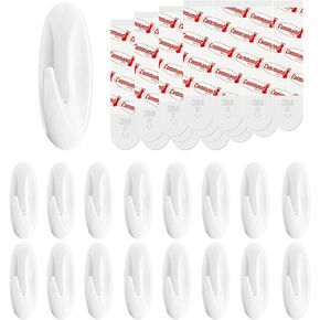 Designer Wall Hooks for Hanging 24 Hooks Small, Removable Adhesive Bathroom Towel Hooks, Heavy Duty 24 Strips Hooks Damage Free for Key Holder, Coat, Door, Shower Hanging