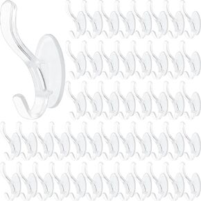 Queekay Clear Adhesive Wall Hooks Transparent Double Holder Hooks for Hanging Christmas Window Bath Bedroom Kitchen Door Acrylic Plastic Non Marking Sticker Hanger (24 Pieces) in Kuwait