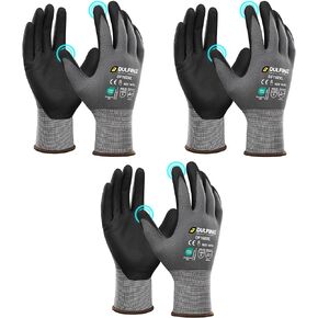 DULFINE Safety Work Gloves MicroFoam Nitrile Coated-12 Pairs Pack,Seamless Knit Nylon Glove with Black Micro-Foam Nitrile Grip,Ideal for General Purpose,Automotive,Home Improvement,Painting(Large)