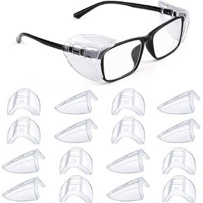 8 Pairs Eye Glasses Side Shields, Flexible Slip on Side Shields for Safety Glasses Fits Small to Large Eyeglasses Universal