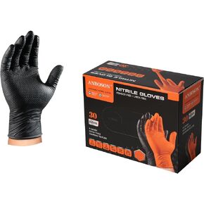 10mil Nitrile-Gloves Disposable-Black Chemical-Resistant Rubber - Mechanic Gloves Heavy Duty Latex Free Diamond Grip