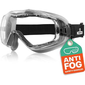 NoCry Anti Fog Safety Goggles for Men and Women with Premium Anti Scratch Coating - Vented Panoramic Lab Goggles; ANSI Z87 Certified Lab Safety Goggles, Eye Protection Goggles with Adjustable Headband