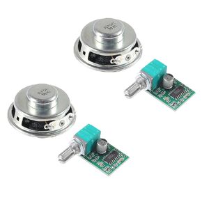 2PCS 1.5" 4Ohm 3W DIY Small Full Range Audio Speaker Stereo Woofer Loudspeaker + 2PCS Mini PAM8403 3W+3W Digital Power Amplifier Board DC 5V for DIY Speaker Replacement