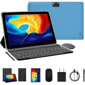 Android Tablet 10 Inch, 2024 Newest Android 13 Tablet,64GB+7(3+4 Expand) GB/1TB Expandable,6000mAh Battery,2 in 1 Tablet with Keyboard,Case and Mouse,5G WiFi,Tablet PC