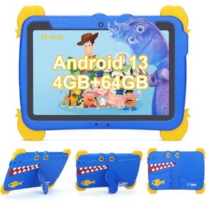 C idea 2024 Android 13 Kids Tablet,10.1 inchTablet for Kids,Children Tablet 4GB RAM+64GB ROM(1TB TF), FHD IPS Screen,Pre-intalled IWAWA,6000mAh Battery,5G WiFi|Great Gift for Toddler(Blue)