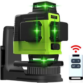 مستوى الليزر، Zokoun Cross Line Meter 4D Green Beams أداة ليزر للأرضيات مع بطارية ليثيوم أيون 5000 مللي أمبير في الساعة 4 × 360 وضع Pluse للتسوية الذاتية