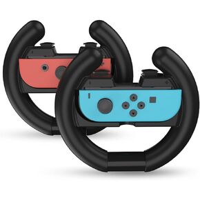 Switch Steering Wheel for Nintendo Switch Joycon Controller, 2 Pack Switch Racing Wheel Grip Fit Mario Kart 8 Deluxe for Switch OLED Joy Con, Switch Racing Game Accessories in Kuwait