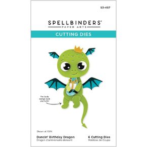 Spellbinders Dancin' Birthday Dragon Etched Dies, Metal