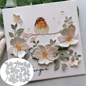 Flowers Branches Leaves Metal Die Cuts,Spring Bird Flower Frame Cutting Dies Cut Stencils for DIY Invitation Card Scrapbooking Album Decorative Embossing Paper Dies Card Making