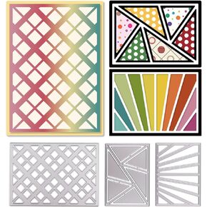 GLOBLELAND 3Pcs Geometric Die Cuts Lattice Boxes Embossing Template Diamond Shape Carbon Steel Die Set for Card Scrapbooking Card DIY Craft