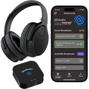 HomeSpot JM320 Auracast TV Headphones, Bluetooth 5.4, with Wireless Transmitter for AV Home Theater Projector, TV & Mobile Seamless Switching, LE Audio Low Latency, Gifts for Senior (Basic Pack)